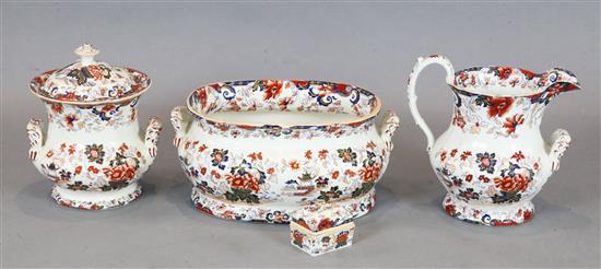 An English stone china part washstand set, c.1830, footbath 48.5cm